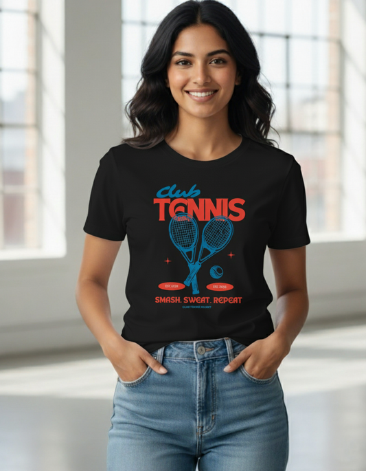 Vintage "Club Tennis" T-Shirt - Smash, Sweat, Repeat Retro Athletic Tee