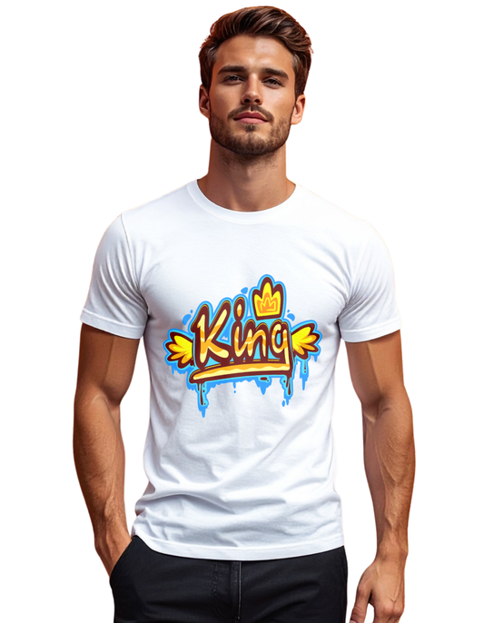 "King" Graffiti Style T-Shirt - Streetwear Crown & Drip Graphic Tee