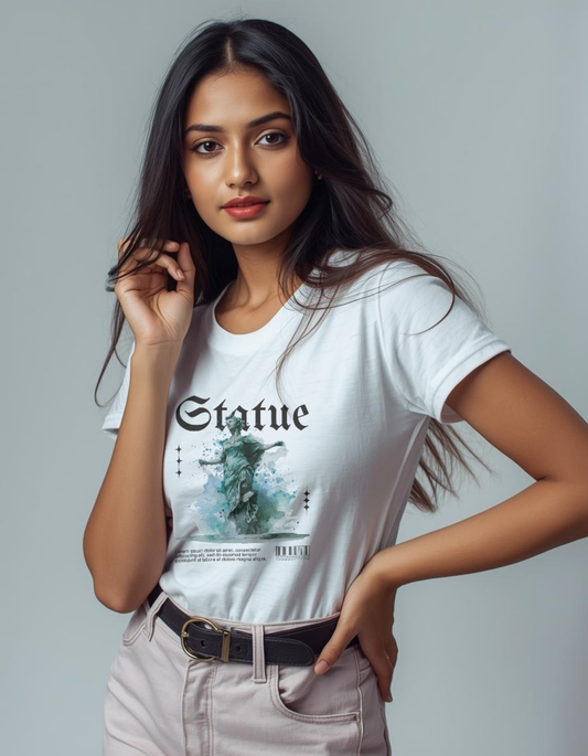 "Ancient Goddess Water Statue" T-Shirt - Aesthetic Grunge Art Black Tee