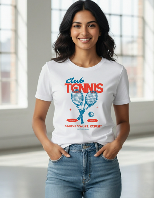 Vintage "Club Tennis" T-Shirt - Smash, Sweat, Repeat Retro Athletic Tee