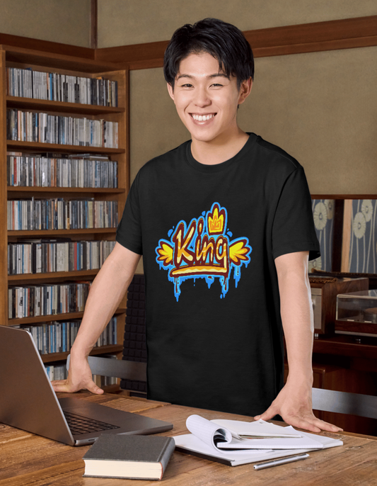 "King" Graffiti Style T-Shirt - Streetwear Crown & Drip Graphic Tee